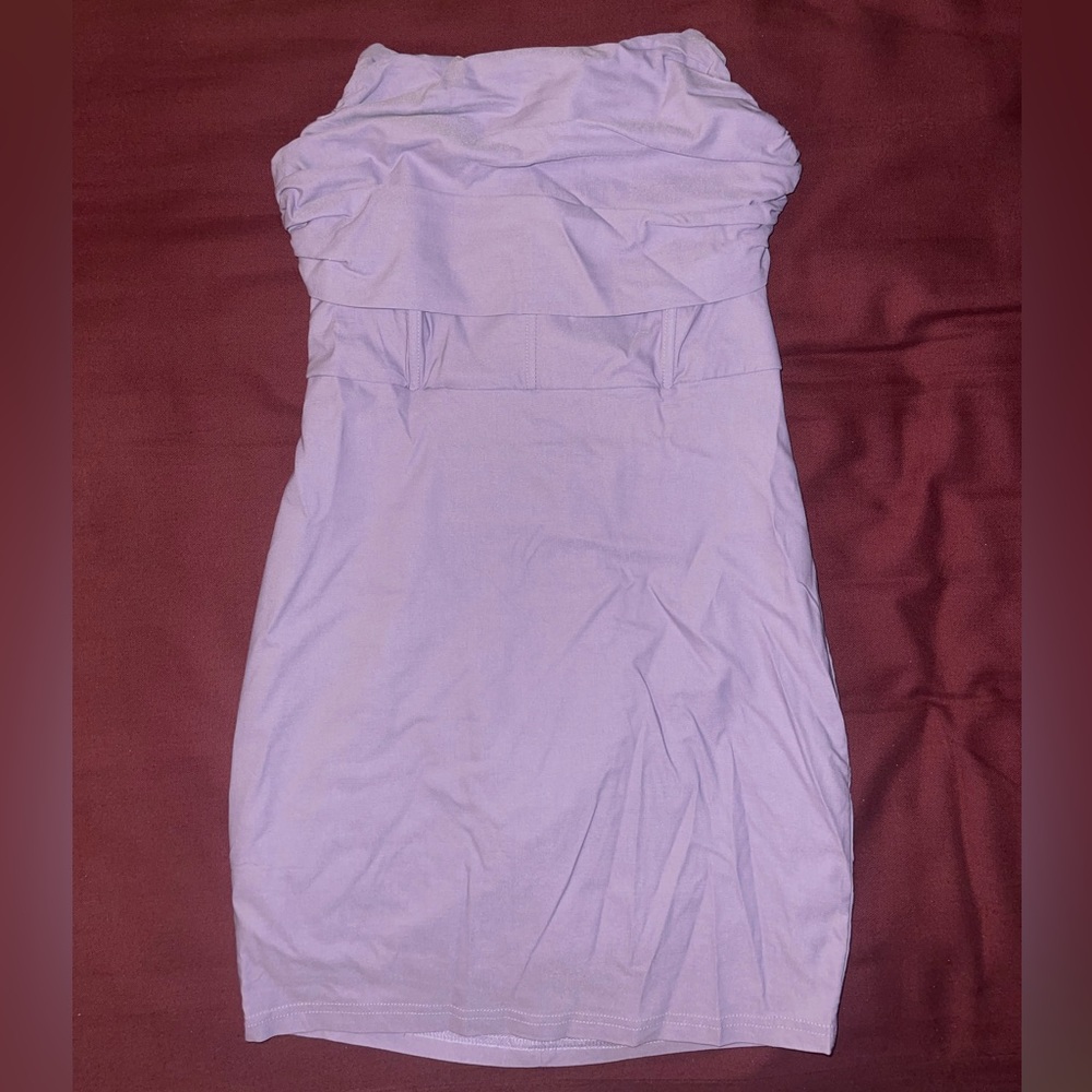 Strapless lavender bodycon dress